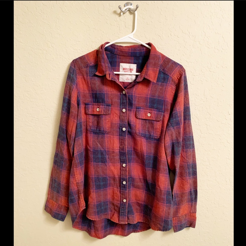 Red and Blue Plaid Button Up